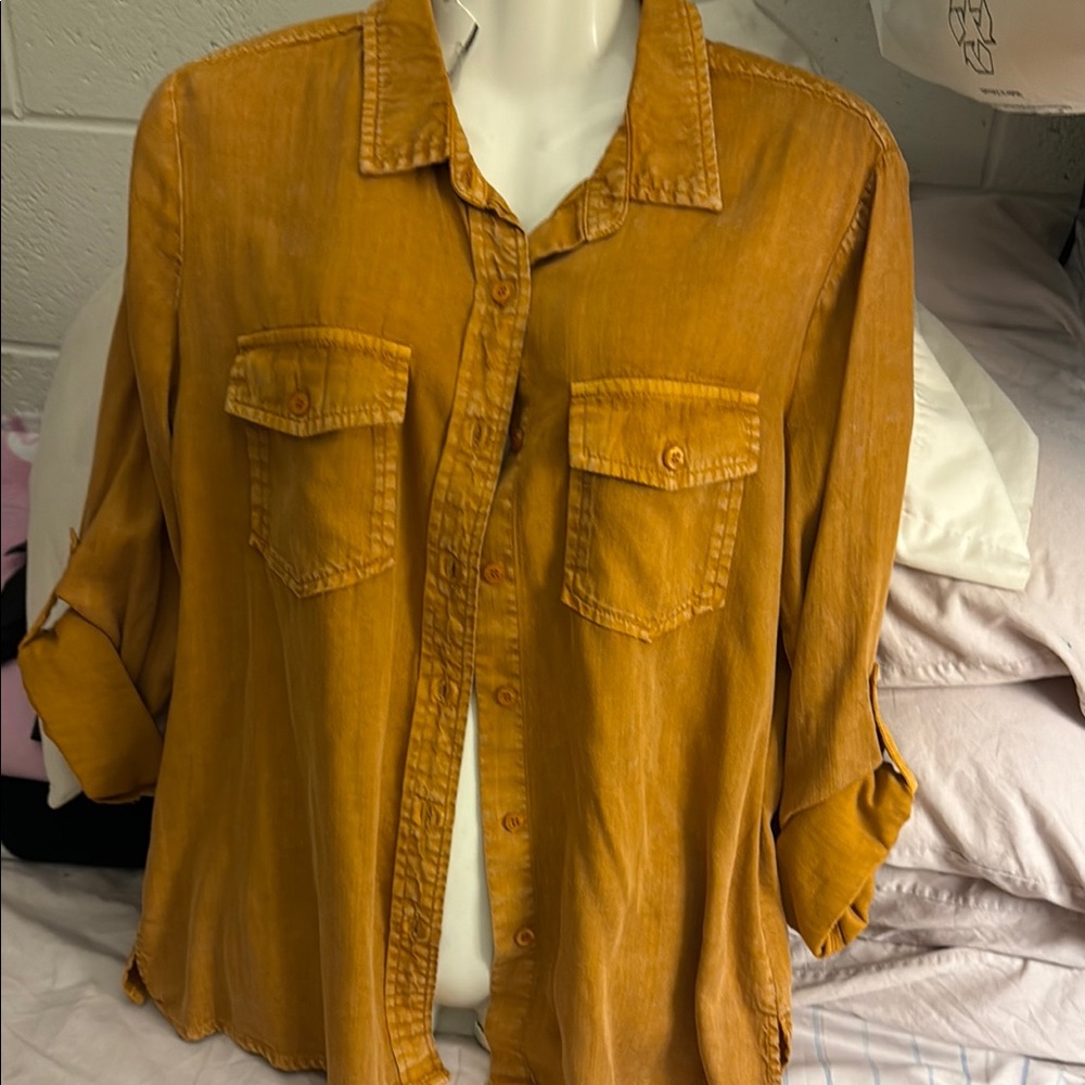 Mustard Yellow Button-Up Shirt